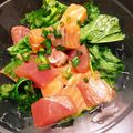 さリー！'s cooksnap of when they made わさび菜とお刺身のおつまみサラダ.