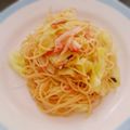 まりぃ70's cooksnap of when they made 春キャベツと桜エビの簡単チョイ和風パスタ.