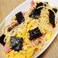 たぁりお's cooksnap of when they made 簡単！卵とベーコンとバジルのパスタ.