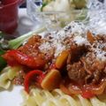 ｸﾏﾘｴ's cooksnap of when they made 牛肉と赤ピーマンのトマトソースパスタ　.