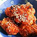 ユーロン's cooksnap of when they made 鶏の唐揚げリメイク⇒ケチャごま焼き.
