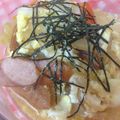 mikurasu's cooksnap of when they made 簡単♪白菜＆ウィンナーの卵とじ鍋＾−＾♪.