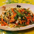 まーちゃすママ's cooksnap of when they made ☆炒めるだけ☆水菜の梅かつお炒め.