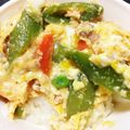 honyorin's cooksnap of when they made ＊スナップエンドウの卵とじ丼＊.