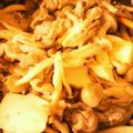 SUー１１０３'s cooksnap of when they made ネギ塩レモンダレで豚肉ときのこ炒め.