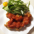 ☆mew☆'s cooksnap of when they made 鶏の唐揚げ〜トマトソースかけ〜.