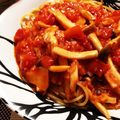 カナkana's cooksnap of when they made エリンギのピリ辛トマトソースパスタ.