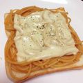 ayaakari's cooksnap of when they made ナポリタンのせトースト✿.