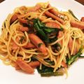 miii6224's cooksnap of when they made 春菊とベーコンの☆和風パスタ☆.