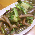 marilin36's cooksnap of when they made なすとカブの葉とちくわ炒め.