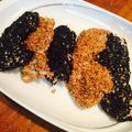 moca1012's cooksnap of when they made 鶏肉の白黒ごま焼き.