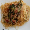 hamanny's cooksnap of when they made ツナと春菊とトマトソースのスパゲッティ☆.