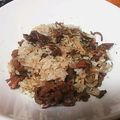よこ0120's cooksnap of when they made 牛肉と舞茸のガーリックバターライス.