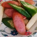 bighug's cooksnap of when they made 山芋とオクラのウインナー炒め.