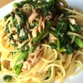 ★ももちゃんのママ★'s cooksnap of when they made 簡単ﾗﾝﾁ!!菜の花とﾂﾅの和風ﾊﾟｽﾀ.