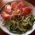 ぱにゅめろ's cooksnap of when they made ＊ツナとトマトのごまダレ冷やしうどん＊.