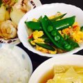 ch0c0611's cooksnap of when they made 新玉ねぎとスナップえんどうのかに玉炒め.