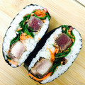haricho's cooksnap of when they made 唐揚げマヨのおにぎらず.