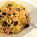 akashansan's cooksnap of when they made パンチェッタと黒オリーブのパスタ.