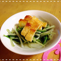 なゆほ's cooksnap of when they made 水菜の煮浸しこんがり油揚げ添え.