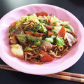 そらおのえくぼ's cooksnap of when they made 我が家の焼きそば♪かつおだしがきいてるよ.