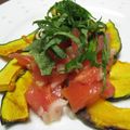 マメご飯's cooksnap of when they made グリルかぼちゃ☆　トマトマリネ乗せ.