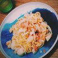 e．r．i．k．a's cooksnap of when they made スモークサーモンと里芋のパスタ.