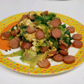きんえもん's cooksnap of when they made レタスとウインナーの卵とじ.