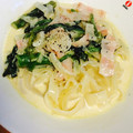 ねねはな子's cooksnap of when they made 牛乳で♡ほうれん草のｸﾘｰﾑﾊﾟｽﾀ.