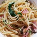 meise17's cooksnap of when they made 3分クック✿京水菜＆ベーコンご馳走パスタ.