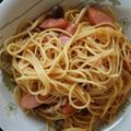 まきんこ♪♪'s cooksnap of when they made ソーセージとしめじのバター醤油パスタ.