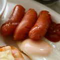 まみお✳'s cooksnap of when they made 白身が焦げない目玉焼き　ウィンナー添え♫.