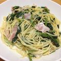 NAO×2's cooksnap of when they made ベーコンとほうれん草のクリームパスタ.