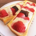 TMKEK's cooksnap of when they made いちごチョコチーズトースト.