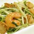 モーリーママ's cooksnap of when they made ∮水菜と海老の❤プリプリ❤にんにく炒め∮.