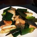 なしとも's cooksnap of when they made 鮭と長ねぎのにんにく醤油焼き.