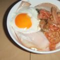 きらり流れ星's cooksnap of when they made ハムエッグ丼.