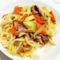 くにおっち's cooksnap of when they made あっさりめんつゆ味付けの焼きうどん☆.