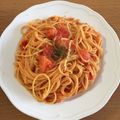 おこさんママ's cooksnap of when they made 簡単✿トマトとチーズのパスタ✿.
