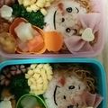 ytoh's cooksnap of when they made ハムでりぼん♡ドット柄 ！簡単キャラ弁に.