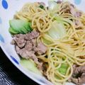 にゃんぺろ♡'s cooksnap of when they made 豚肉と青梗菜で中華風パスタ.