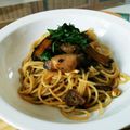 もぐドン's cooksnap of when they made 鮑のパスタ肝のソテーとジェノベーゼソース.
