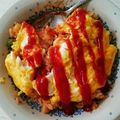 たまちゃんクック's cooksnap of when they made レンジで簡単時短！カラフルオムライス.