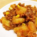 chirochan☆'s cooksnap of when they made ひき肉とじゃがいものケチャップチーズ和え.