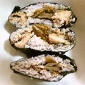 無縛（むばく）'s cooksnap of when they made サンマの蒲焼缶詰＆紅生姜青じそおにぎらず.