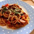 1221まゆ's cooksnap of when they made 我が家の味！ナスとトマトの簡単パスタ.