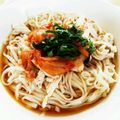 Machalin's cooksnap of when they made ささみとキムチ乗せぶっかけうどん.