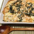 ぽふもも's cooksnap of when they made 長いも＆明太子だけのグラタン.