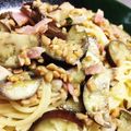 ∮ぬまっち∮'s cooksnap of when they made なす*ベーコン*きのこ*納豆しそパスタ♪.