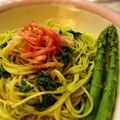 さきっこ（・ω・）ノ's cooksnap of when they made よもぎ粉でオイルパスタ.